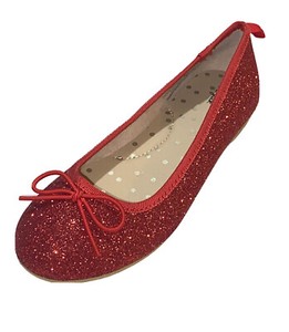 red sparkly flat shoes