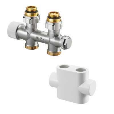 Spar-Set Oventrop Anschlussarmatur Multiblock T Durchgang mit Abdeckung weiss