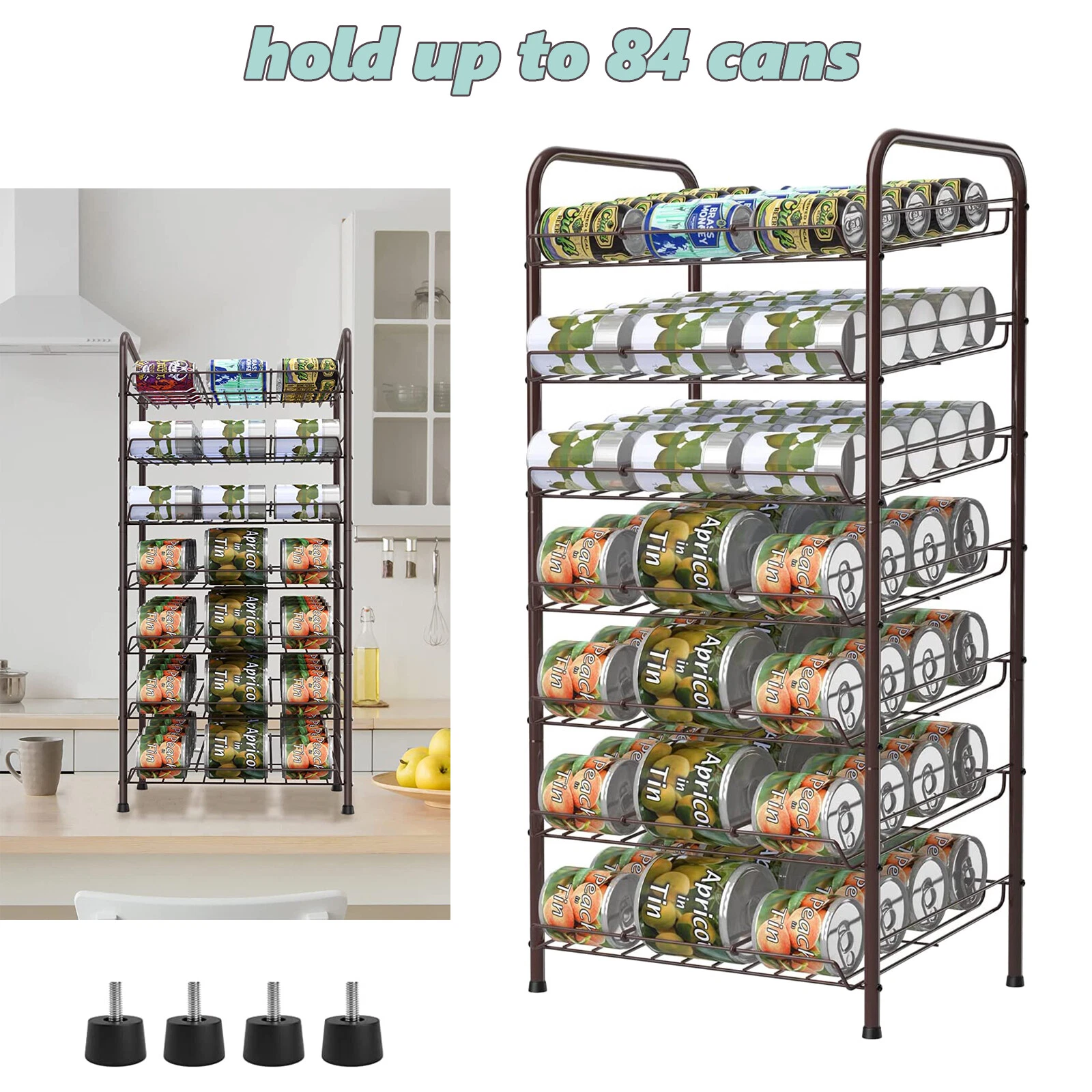 7-tier Can Organizer Can Dispenser Rack Can Holder for Kitchen Pantry Storage US