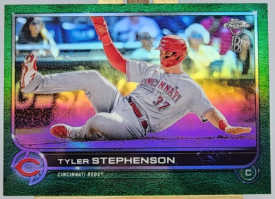 Tyler Stephenson 2022 Topps Chrome Ben Baller Green Refractor /99 #63 Reds