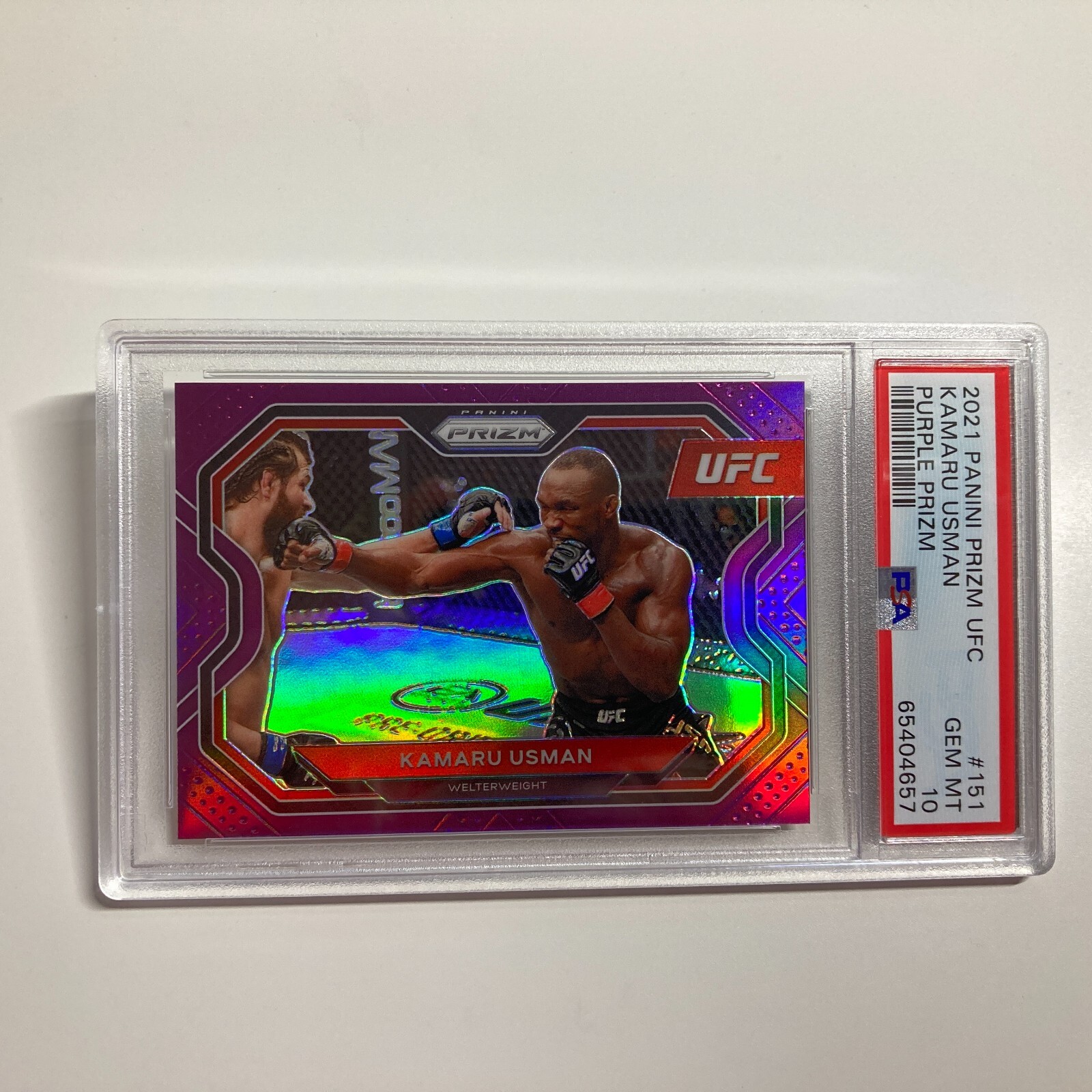 Kamaru Usman 2021 Panini Prizm UFC Purple Prizm Card 28/149 #151 PSA 10 GEM MINT