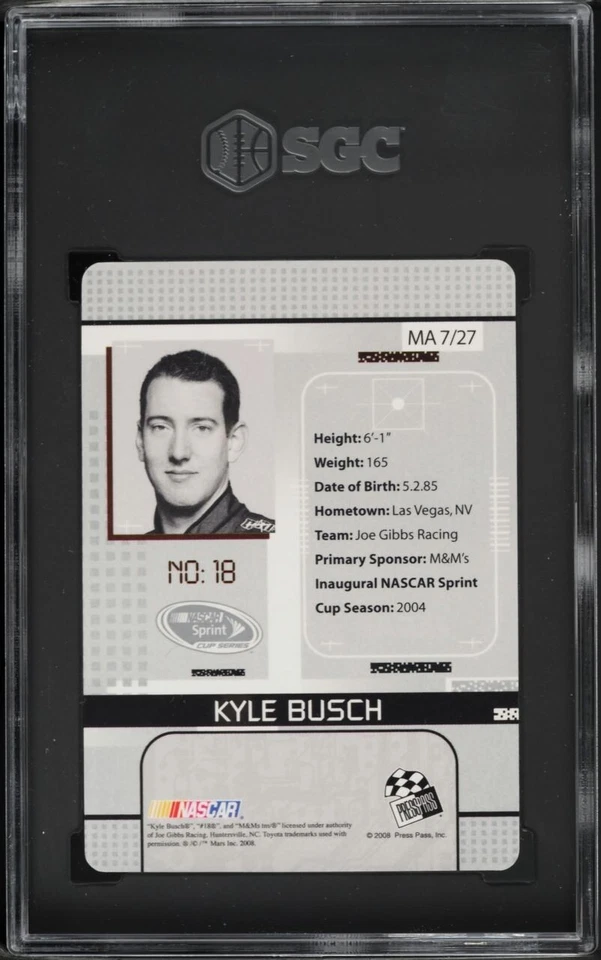 2008 Press Pass Stealth Maximum Access Kyle Busch #MA7 SGC 9 - Image 2 of 2