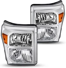 For 2011-2016 Ford F250 F350 F450 F550 Super Duty SD Chrome Headlights Lamps L+R