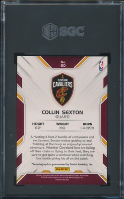 2018-19 Donruss COLLIN SEXTON RC Next Day SGC 10 Pristine 10 AUTO 