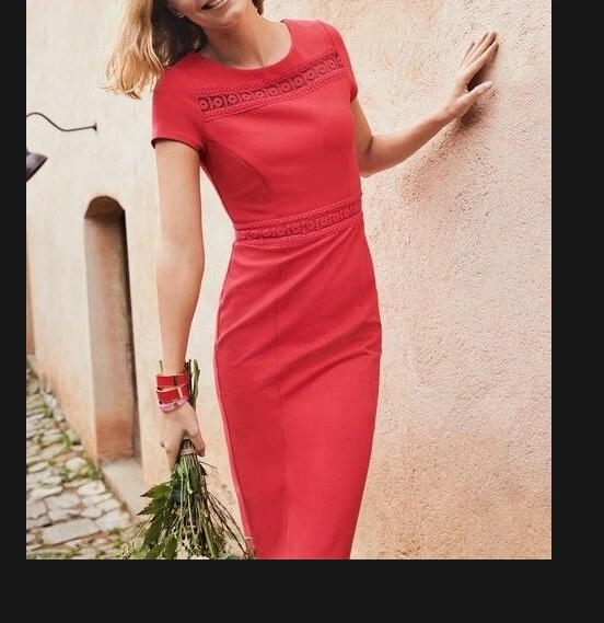 Boden Hera Ponte Knit Dress Women Size 6 Pink Stretch Lined Midi Length - Image 2 of 4