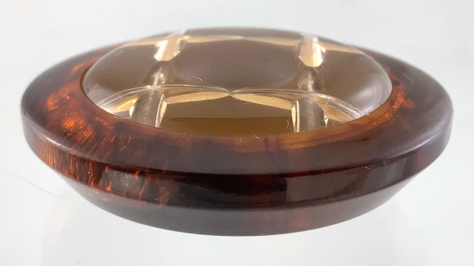 Bakelite With Lucite Brown Color Garment Button 1.5in Checker Pattern 324B - Image 4 of 4