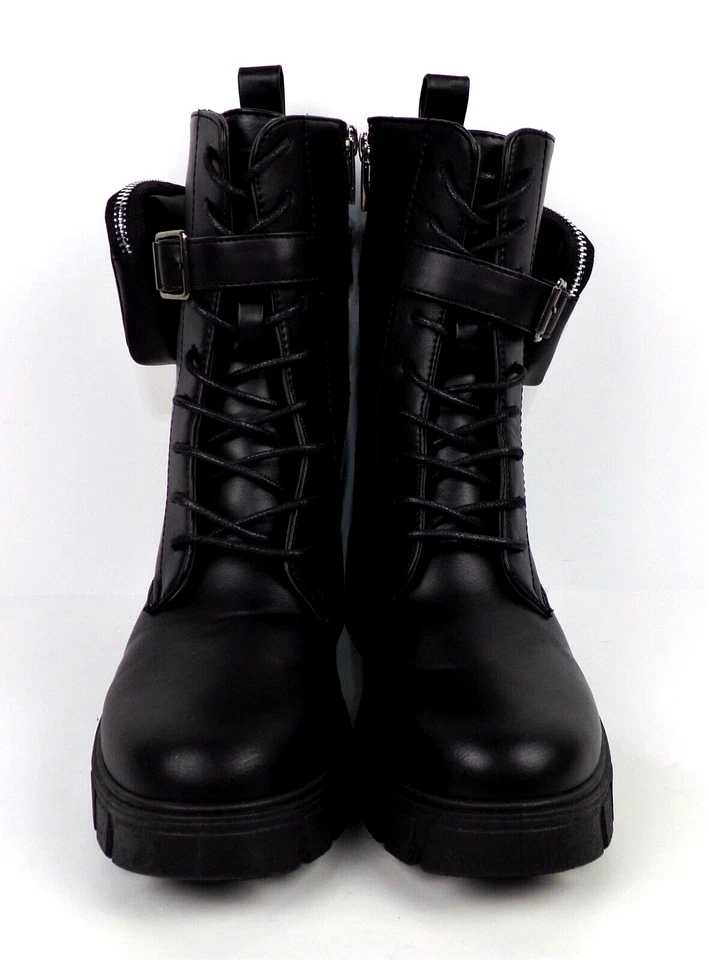 Qupid Renley-30 Combat Boots Black US Women's size 7, UK 5 - Image 2 of 4