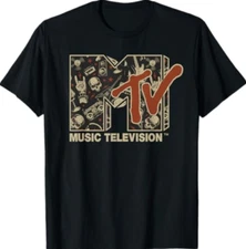 MTV Rock n Roll Music Hard Heavy Metal Skull Guitar Vintage T-Shirt