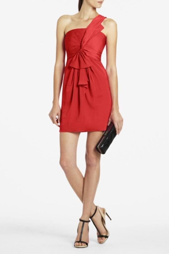 bcbg one shoulder red dress Bcbg Maxzaria Palais One Shoulder Dress Sz 10 Jewel Red