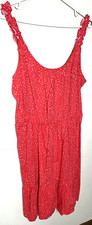 Banana Republic Dress Womans Medium Red Sundress Dots Buttons Spaghetti Strap