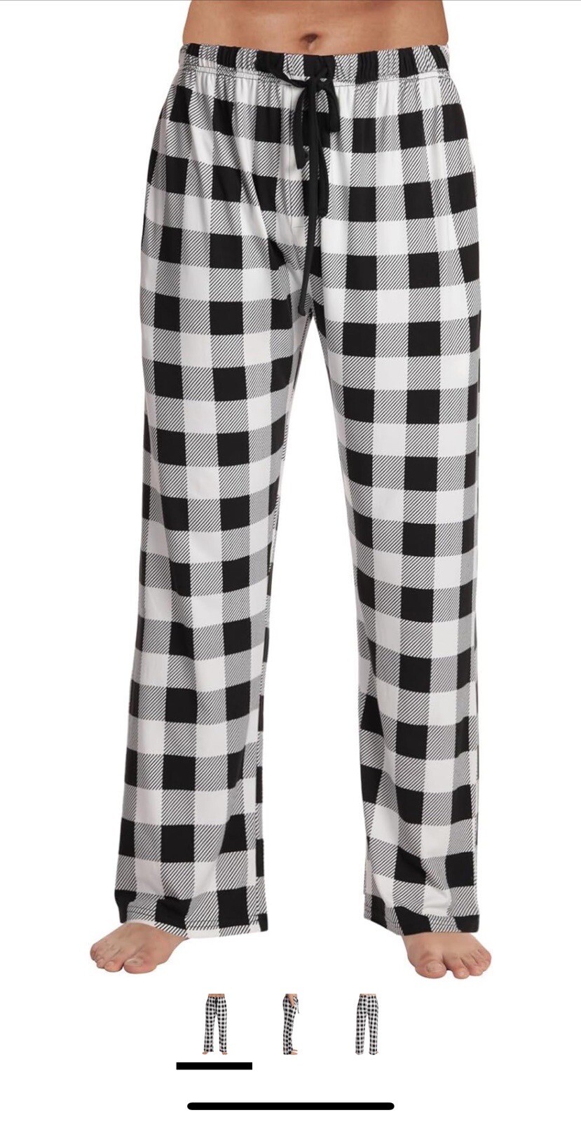 Men’s Plaid Pajamas Black/White Color With Drawstring