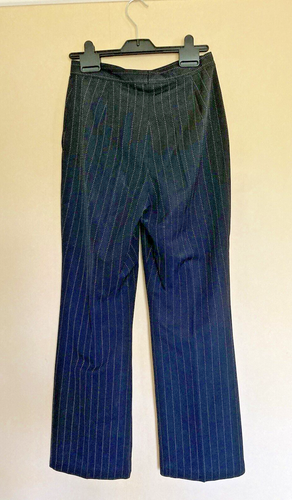 Vintage Black Pin Stripe Trousers branded Bianca size 10. Long Length. Front Zip - Picture 5 of 10