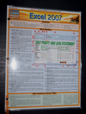 QUICK STUDY COMPUTER ''EXCEL 2007,'' Laminated ( 8.50'' x 10.75'' Folded) New