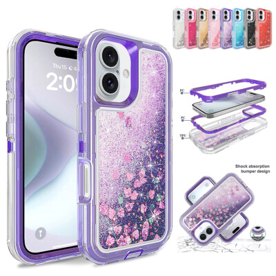 Shockproof Case For iPhone 16 15 14 13 12 11 Pro Max XS XR Liquid Glitter Cover