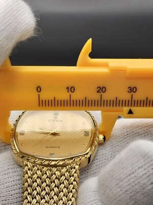 CYMA 604 4P Diamond Gold Dial Men's Quartz Watch Battery Replaced