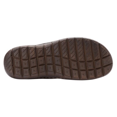Propét Mens Jordy Leather Open Toe Fisherman Coffee Bean  display picture 1