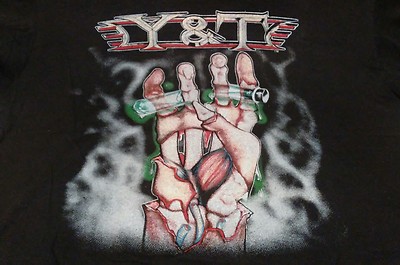 Y&T 1987 TOUR CONTAGIOUS CONCERT T-SHIRT XL (VG) TRUE VINTAGE LONG