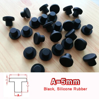 10x A=5mm Silicone Rubber Stopper Bungs Solid Hole Plugs Pipe Tube Seals End Cap