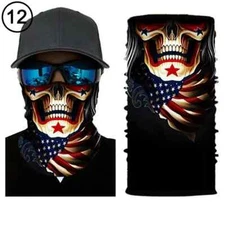 Neck Gaiter Face Mask Fishing Sun Headwear Protection USA Skull Bandana