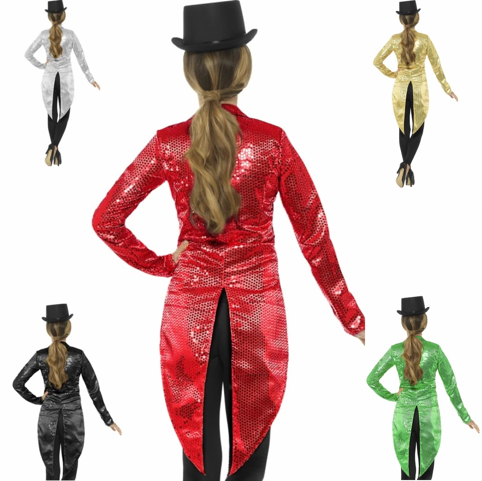 CHAQUETA ABRIGO TRASERO SEÑORA ESMOQUIN LENTEJUELAS CIRCO RINGMASTER DISFRAZ CABARET CHAPELÍN Foto 2 de 2