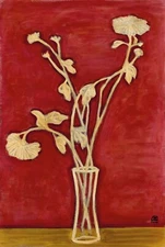 SANYU : Vase of Chrysanthemums on a Yellow Table : Archival Quality Art Print