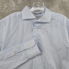 Suitsupply Dress Shirt Mens 42 16.5 Blue White Striped Cotton Two Ply
