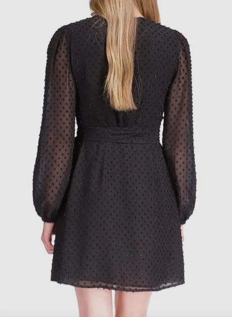 Abito donna Michael Kors Swiss Dot stile avvolgente XS NUOVO $175 PF281AK6ML
