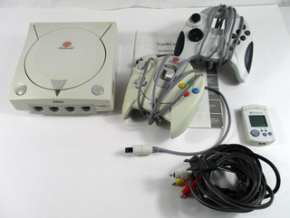 Sega Dreamcast Console 2 Controllers Cables VMU & Manual Tested Working!