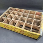 Vintage COCA COLA 24 Bottle Yellow Red Soda Pop Wooden Wood Crate Carrier Coke