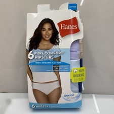 Hanes Women's Organic Cotton Pure Comfort Hipsters 6 Pack Size 8 XL Damage Box