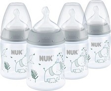 NUK Smooth Flow Anti Colic Baby Bottle, 5 oz, 4 Pack, Elephant