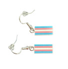 Trans Pride Flag Dangle Earrings Handmade using custom printed Lego Tiles 1x2 — photo 3