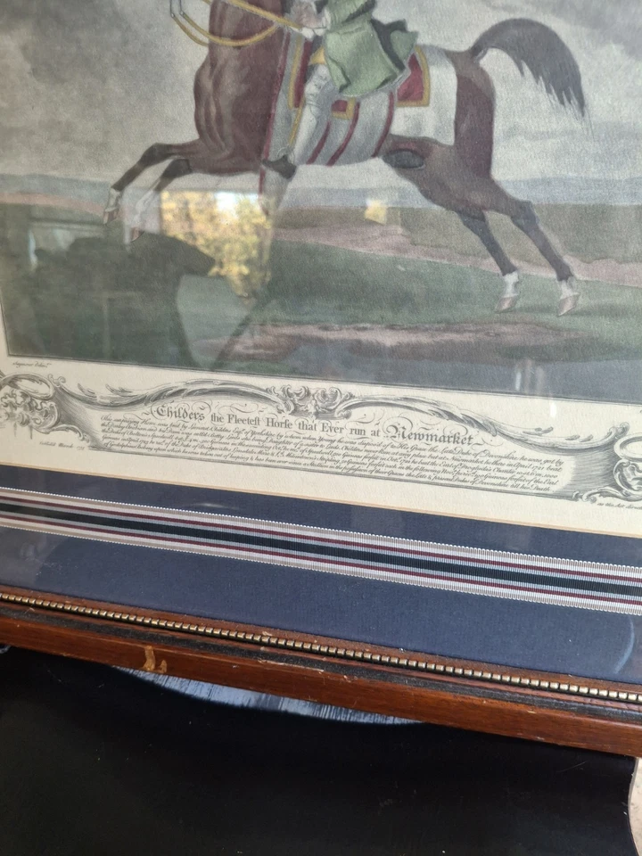 1755 Hand Colored Engraved Mezzotint Race Horse Childers Richard Houston - Image 4 of 4