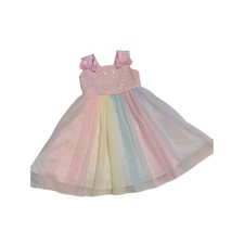 Jona Michelle Pastel Rainbow Tutu Dress Sequins Bows Satin Tulle Size 5T
