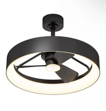 Artika Austin 23" LED Ceiling Fan Dimmable Matte Black Fandelier w/ Remote New