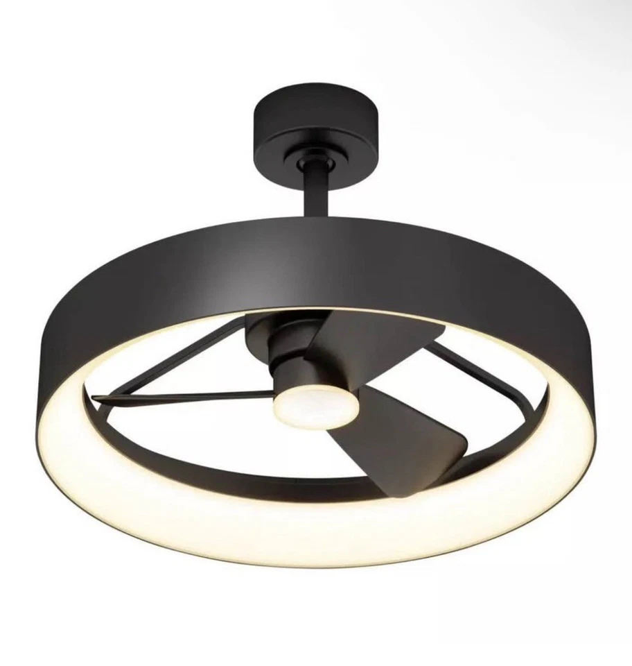 Artika Austin 23" LED Ceiling Fan Dimmable Matte Black Fandelier w/ Remote New