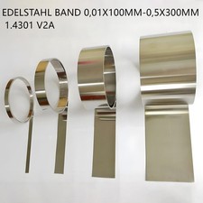 Band 0,01x100mm-0,5x300mm 1.4301 V2A 304 Folie Edelstahlblech Streifen Edelstahl