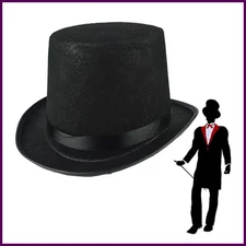Black Top Hat  Kids Adult Magician Hat Deluxe Collapsible Costume Accessory