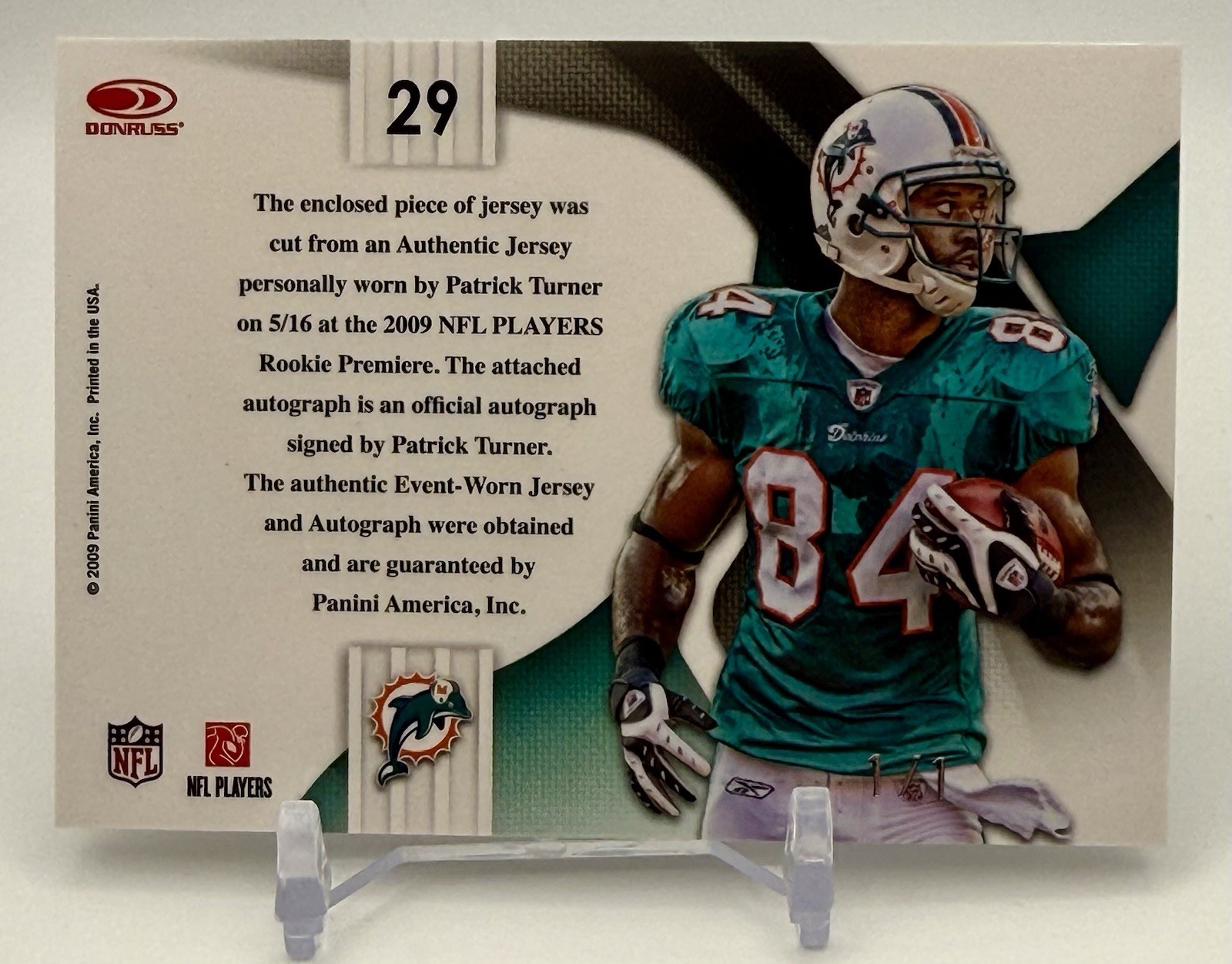 2009 Panini National Treasures Patrick Turner 1/1 Shield Patch Auto view 2