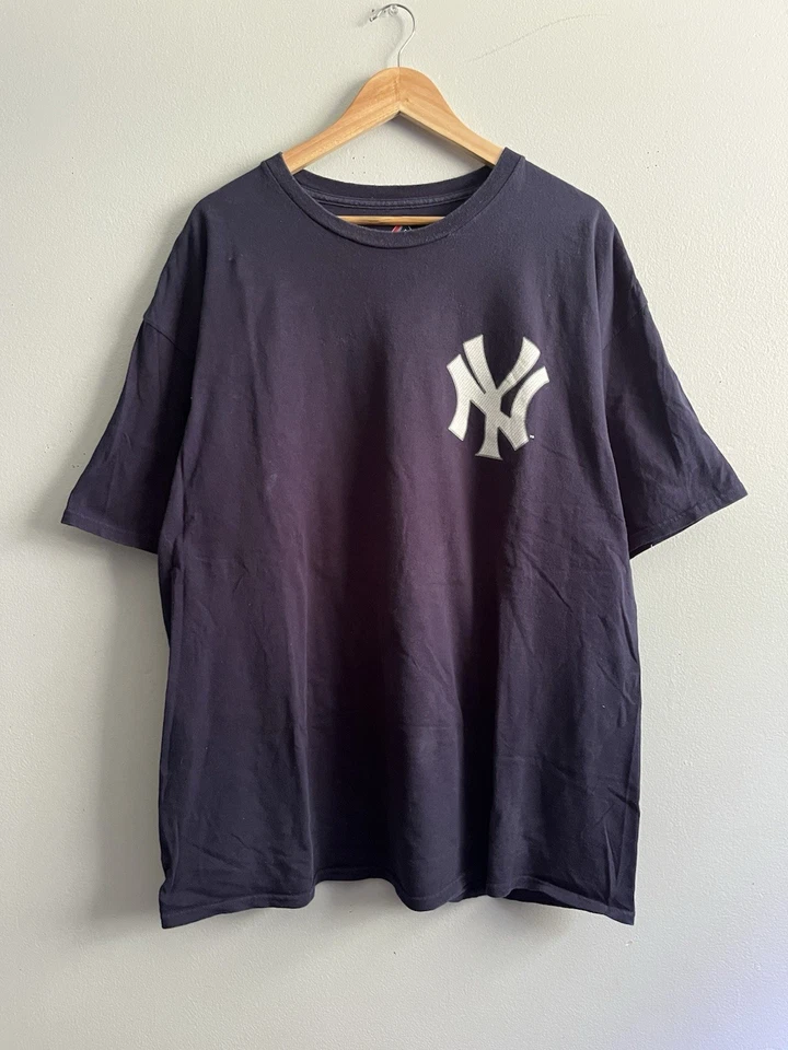 Винтажная синяя мужская футболка New York Yankees Majestic Jacoby Ellsbury No22 размер XL - Изображение 2 из 4