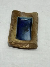 Clay/Rock Trinket Dish Ashtray Cobalt Blue Rectangle 3.75” X 2.5”