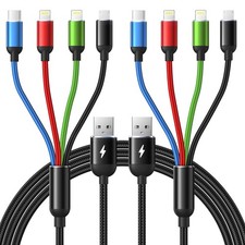 Multi Charging Cable, 2Pack 6Ft 4 in 1 Fast Cord 6FT, Black