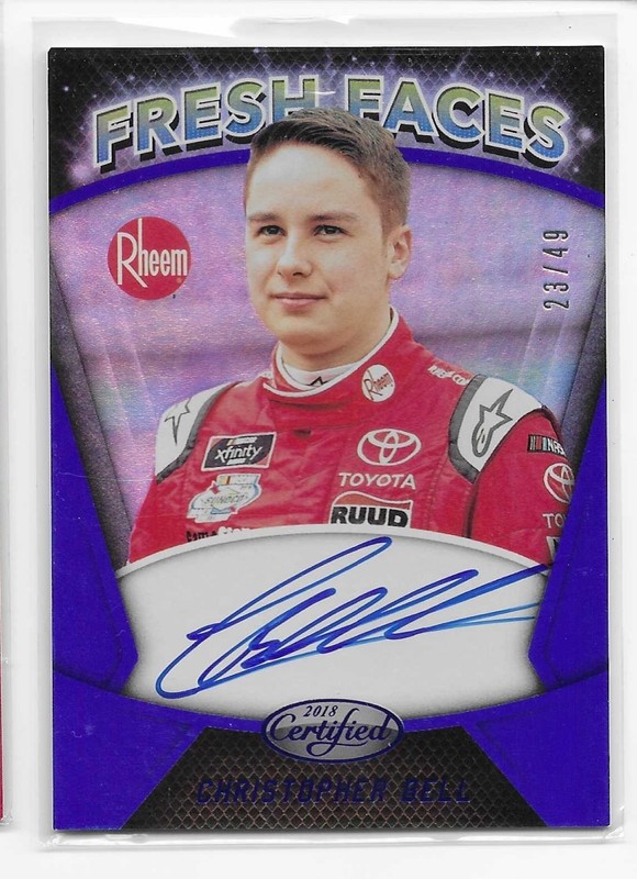 CHRISTOPHER BELL 2018 PANINI CERTIFIED FRESH FACES AUTOGRAPHED CARD - BLUE 23/49