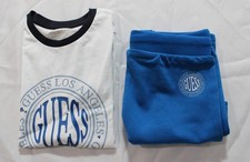 Guess Boy's Cotton Logo Ringer T-Shirt Shorts 2-Pc Set LB3 Blue Size 6-7 Yrs