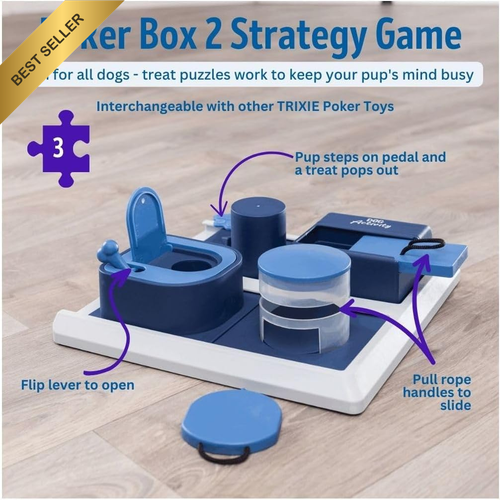 Poker Box 2 Level 3 Dog Puzzle Treat Toy for Small to Medium Dogs - Picture 6 of 12