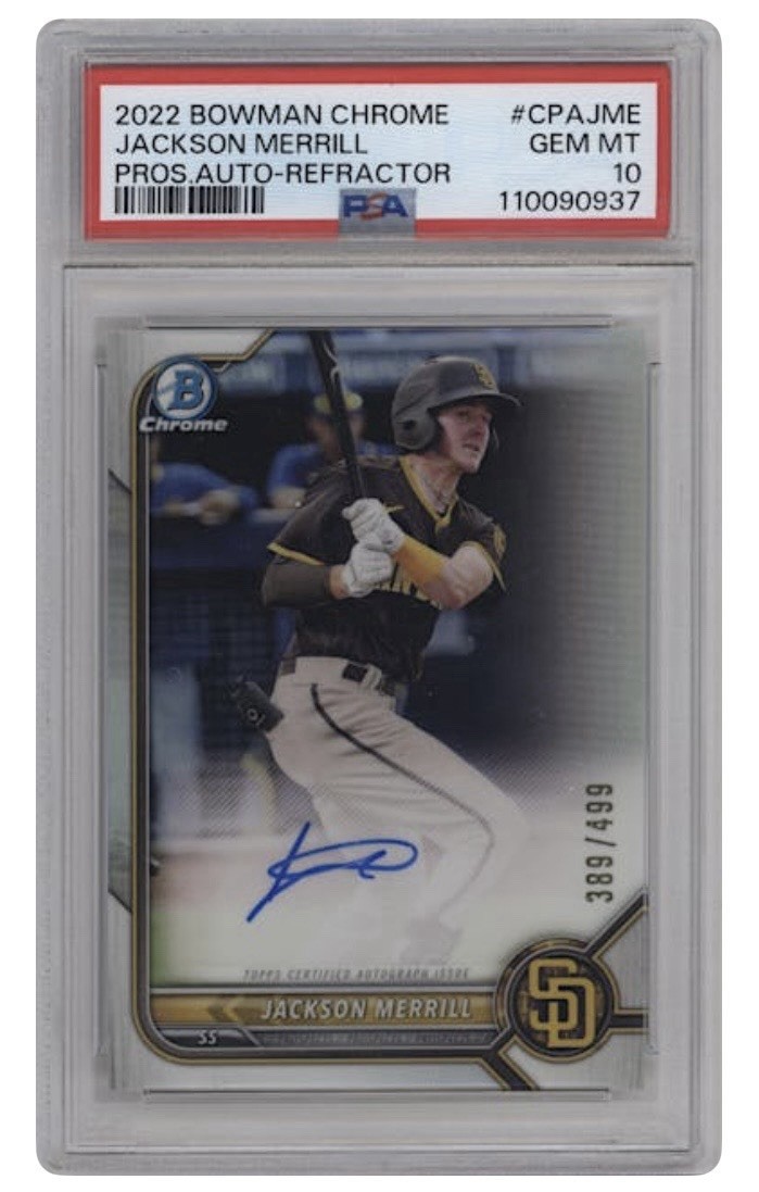2022 Bowman Chrome - Prospect Autographs Jackson Merrill #CPA-JME Refractor /499