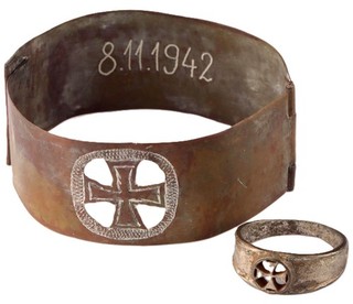 Ring German Iron Cross Trench art Bracelet Military award Handmade Set Army