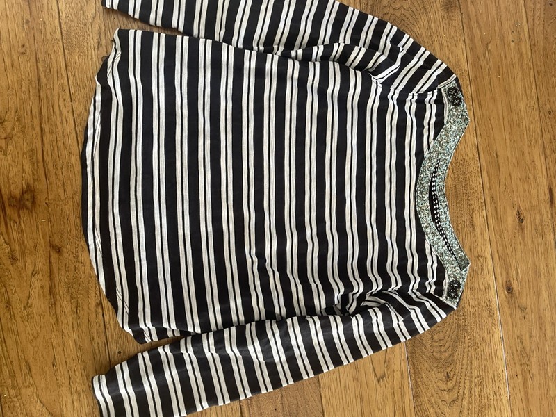 Anthropologie 9-H15 Stcl Ladies Women Stripe Accent Button Long Sleeve Top Sz S