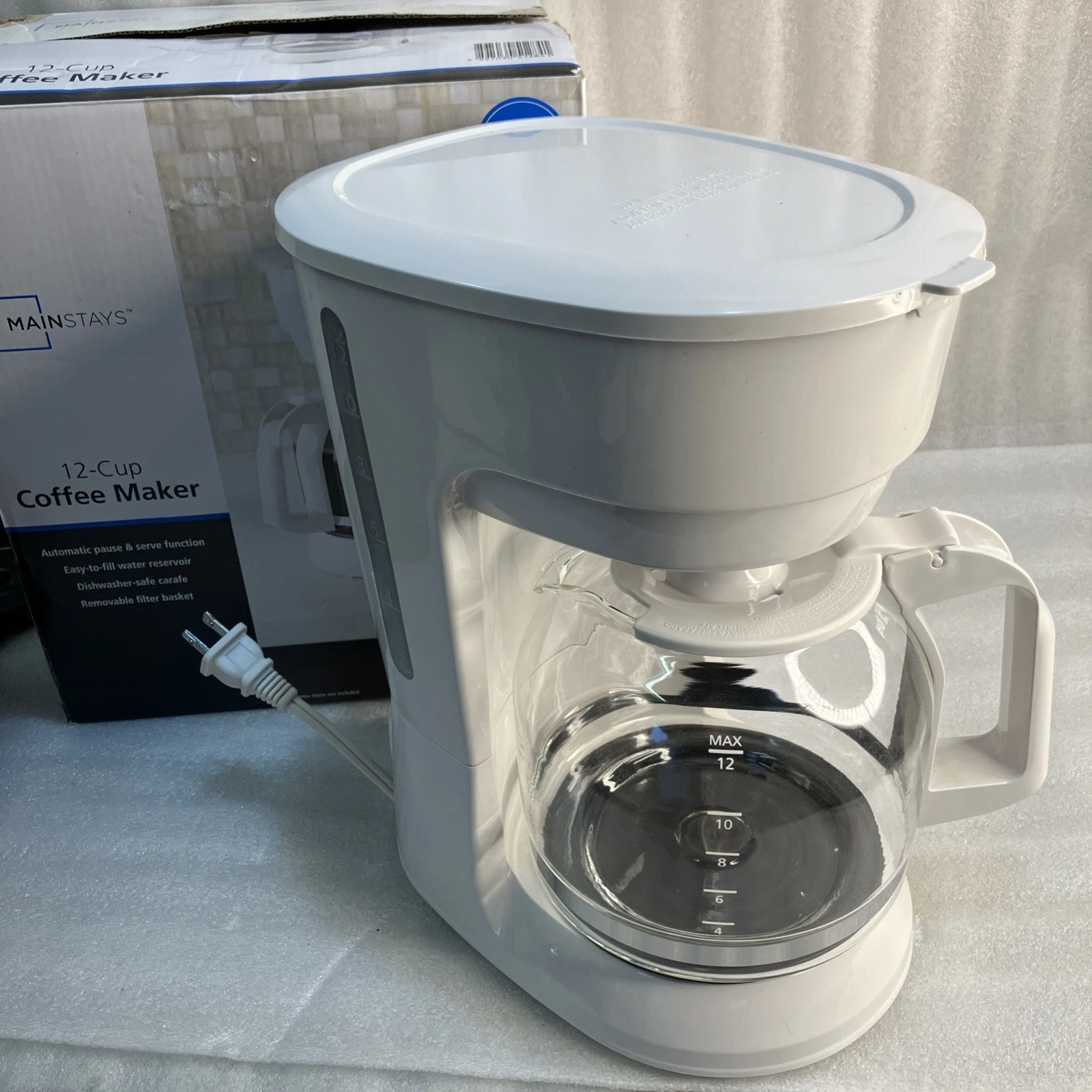 MAINSTAYS 512841 Walmart 12 Cup Drip Coffee Maker -White