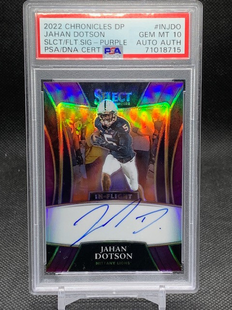 Jahan Dotson Panini Chronicles Draft Picks Select in Flight Signatures #INJDO Purple